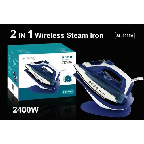 Стильный паровой утюг Sokany SL-2055A с механизмом распыления SIMPLE AND CONVENIENT мощность 2400 Вт синий 289900₽