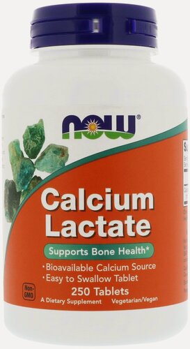 Изображение товара NOW Calcium Lactate (Кальций Лактат) 255 мг 250 таблеток