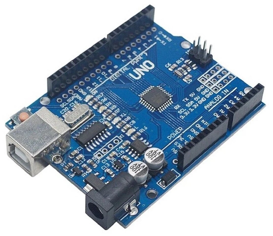 Плата контроллера Arduino Uno R3 (ATMega 328P / CH340G), Arduino IDE совместимая.