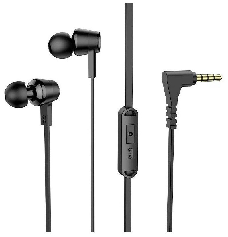 HOCO M86/ Наушники + микрофон/ Кнопка ответа/ 1.2м/ 3.5 mm jack/ Black