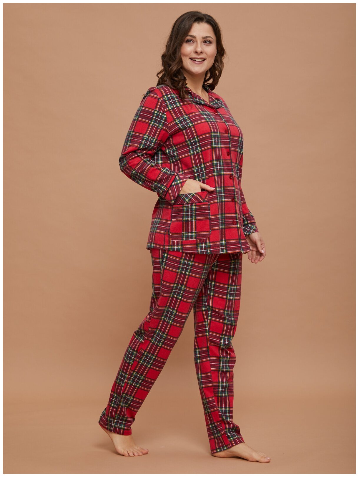 Пижама домашняя женская Алтекс с рубашкой и штанами, размер 60 - фотография № 4