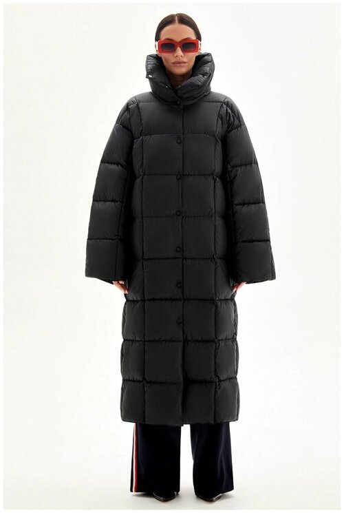 куртка  TOPTOP STUDIO демисезонная, удлиненная, оверсайз, стеганая, размер m-l, черный