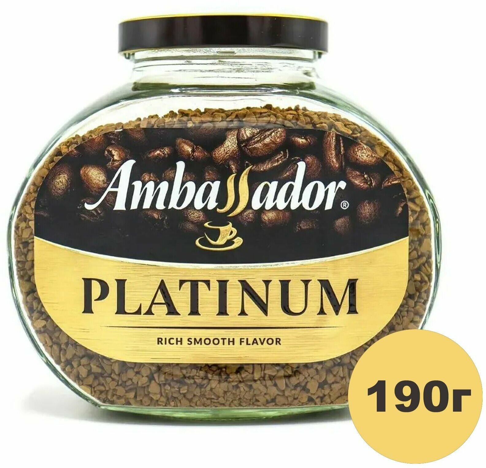 Кофе растворимый AMBASSADOR "Platinum", сублимированный, 190 г, стеклянная банка