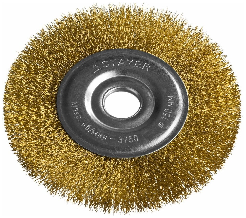 STAYER 150 мм, витая латунированная стальная проволока, 0.3 мм, Щетка дисковая, PROFESSIONAL (35122-150)