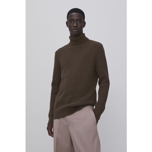 фото Свитер с высоким воротником классического кроя - темно-коричневый - s h&m