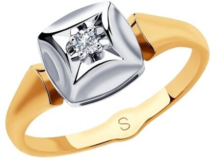 Кольцо Diamant online, золото, 585 проба, бриллиант, размер 18, бесцветный