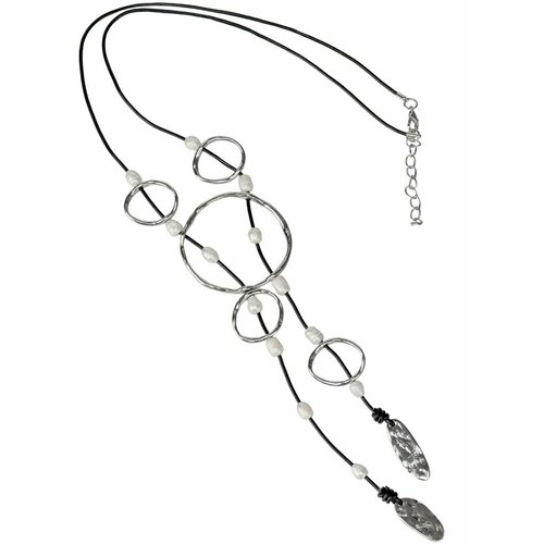 Колье Janess, жемчуг пресноводный, серебряный комплект бижутерии комплект украшений бижутерия жемчуг браслет ожерелье серьги цвет серебро колье белый