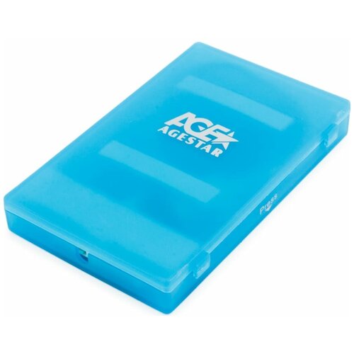 Внешний корпус 2.5 SATA HDD/SSD AgeStar SUBCP1 blue (USB2.0, пластик, безвинтовая конструкция) (SUBCP1 (BLUE)) внешний корпус для hdd ssd agestar subcp1 sata usb2 0 пластик черный 2 5