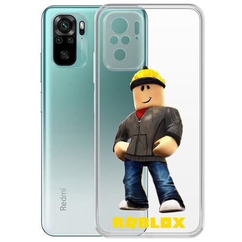 Чехол-накладка Krutoff Clear Case Roblox-Строитель для Xiaomi Redmi Note 10/ Note 10S чехол накладка krutoff clear case roblox 1x1x1x1x1 для xiaomi redmi note 10 note 10s