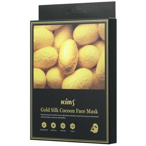 Купить Kims Gold Silk Cocoon Face Mask Антивозрастная маска для лица с протеинами кокона шелкопряда, набор из 5 шт по 30 мл