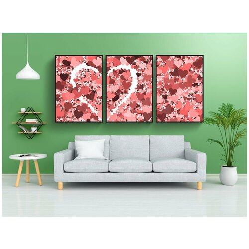 фото Набор модулных постеров для интерьера "сердце, любовь, день святого валентина" 60x90 см. в тубусе, без рамки lotsprints