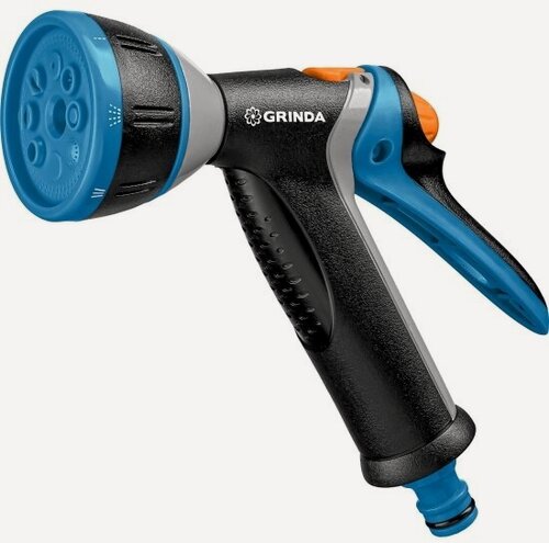 Изображение товара Пистолет-распылитель Grinda поливочный PROLine BM-8, 8 режимов, курок сзади, металлический с TPR