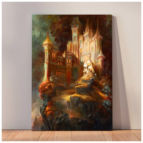 фото Картина олимп фэнтези магический замок, 50x67 см, картина на холсте на деревянном подрамнике с настенным креплением вау холст