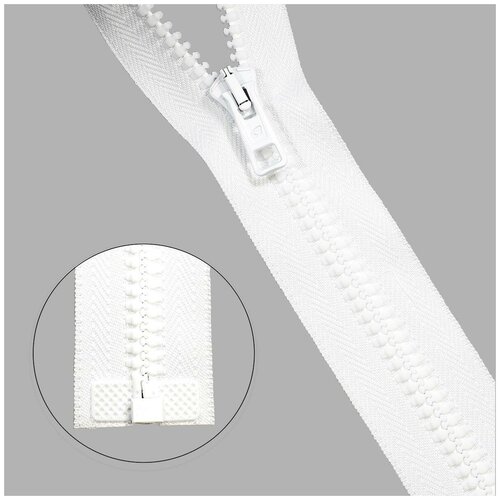 фото Молния "трактор", т10 (6 мм), 1 замок, 60 см (2076), без бирки, 25 штук, цвет 001 белый (количество товаров в комплекте: 25) arta