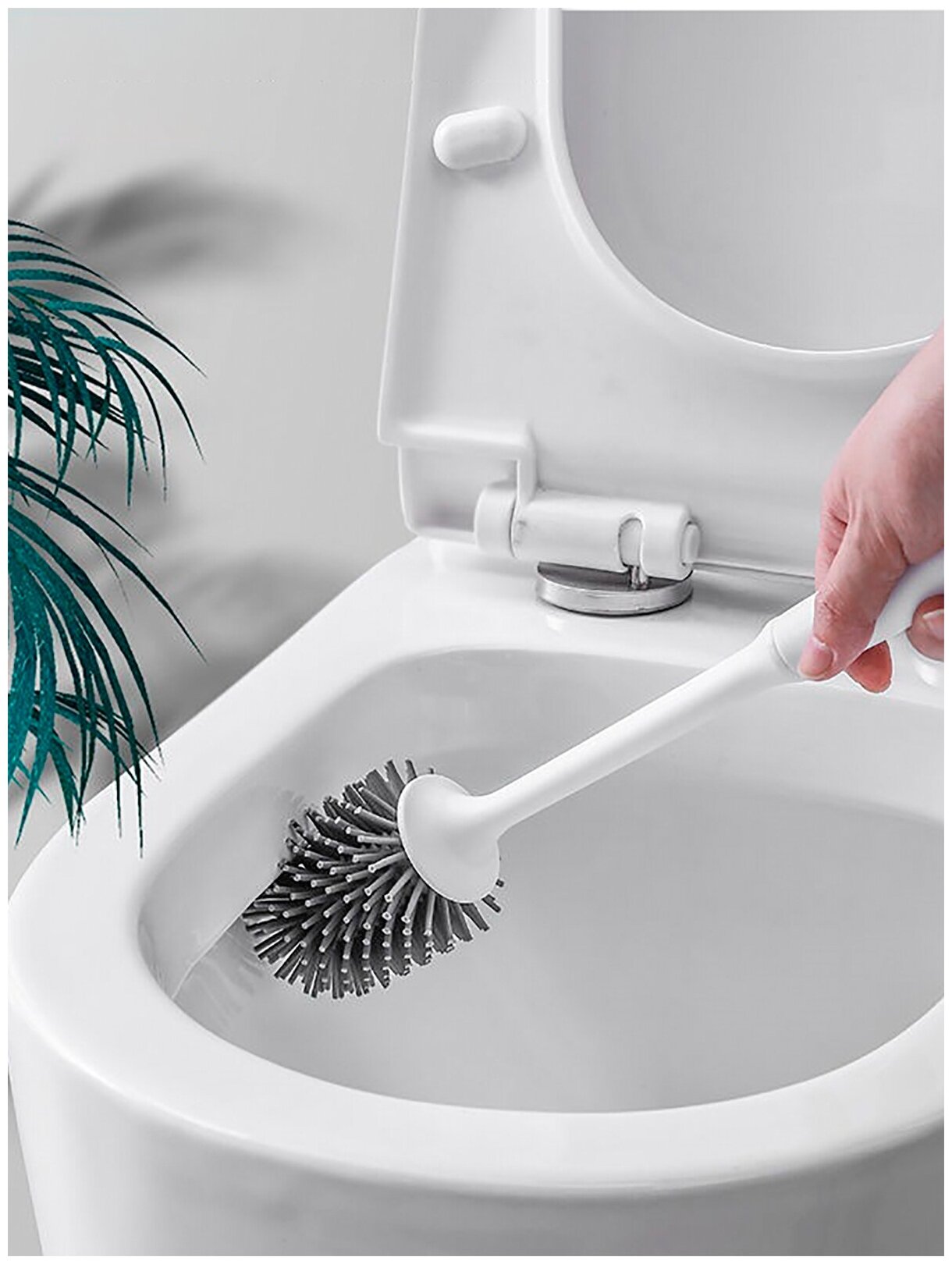 фото Ершик для унитаза, силиконовый, подвесной, настенный, домашний, с подставкой, для чистки, мытья