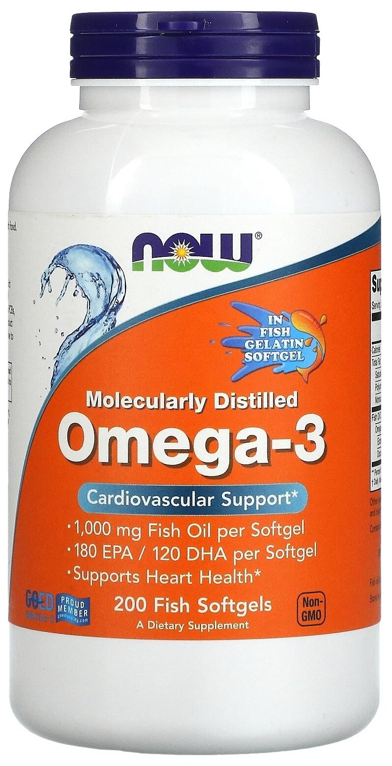 Капсулы NOW Moleculary Distilled Omega-3