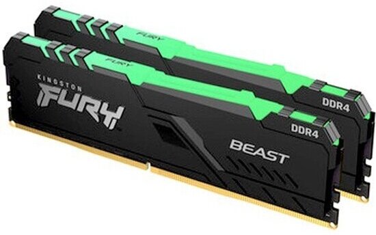 Оперативная память Kingston DDR4 64Gb (2x32Gb) 2666 MHz pc-21300 FURY Beast RGB Black (KF426C16BBAK2/64)