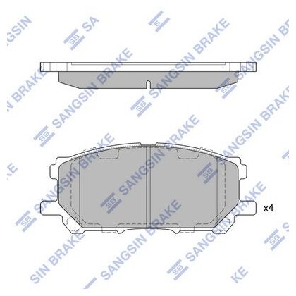 Дисковые тормозные колодки передние SANGSIN BRAKE SP1456 (4 шт.)