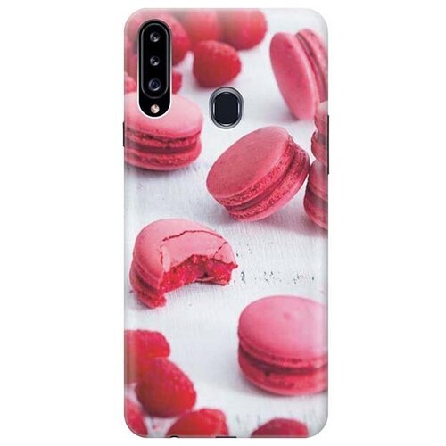 фото Ультратонкий силиконовый чехол-накладка для samsung galaxy a20s с принтом "малиновые макаруны" gosso