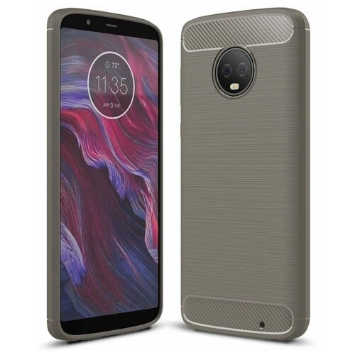 Чехол-накладка Carbon Fibre для Motorola Moto G6 Plus (серый)