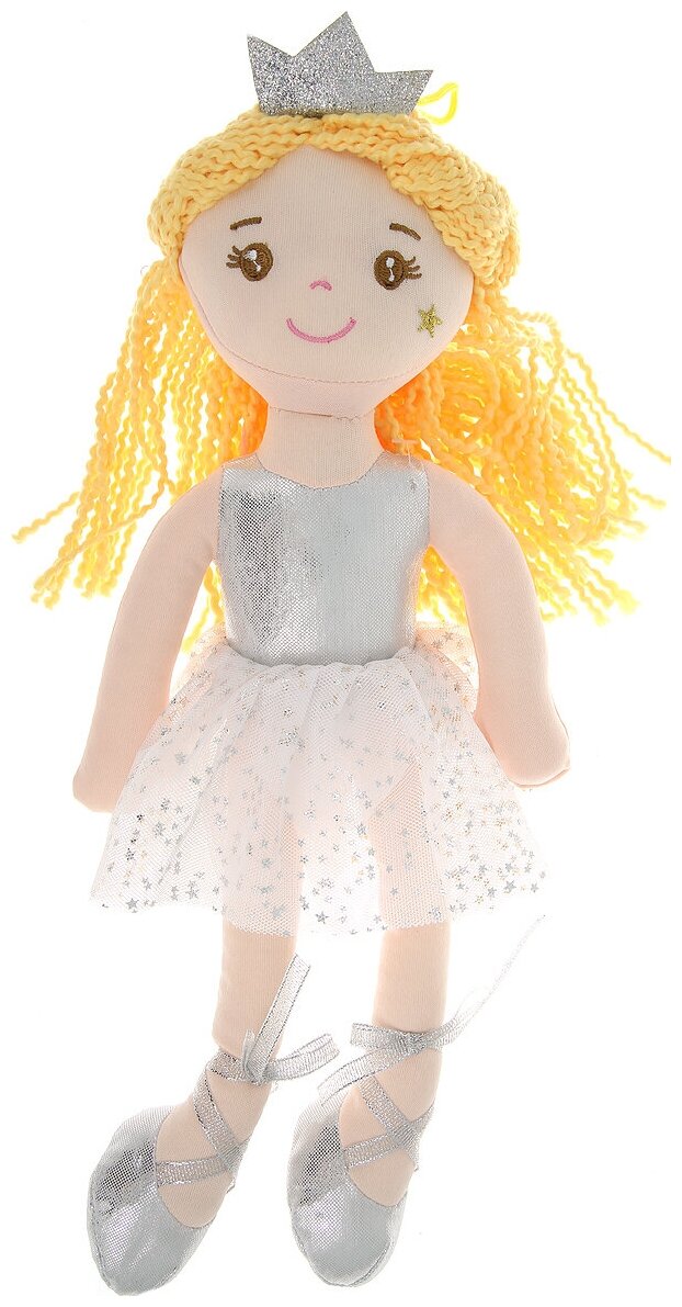 Кукла мягконабивная в белом платье, 38 см Abtoys M6055