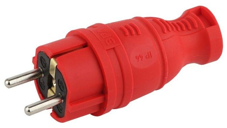 Вилка каучуковая з/з прямая 16А IP44 красн. V8-RED-IP44 Эра Б0044547 (5шт. в упак.)