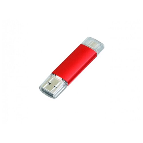Металлическая флешка OTG для нанесения логотипа (64 Гб / GB USB 2.0/microUSB Красный/Red OTG 001 для андроида доступна оптом и в розницу)