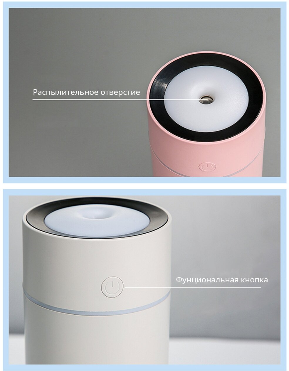 Компактный мини ультразвуковой увлажнитель воздуха и аромадиффузор для дома, квартиры и автомобиля с LED подсветкой для ночника, белый - фотография № 15