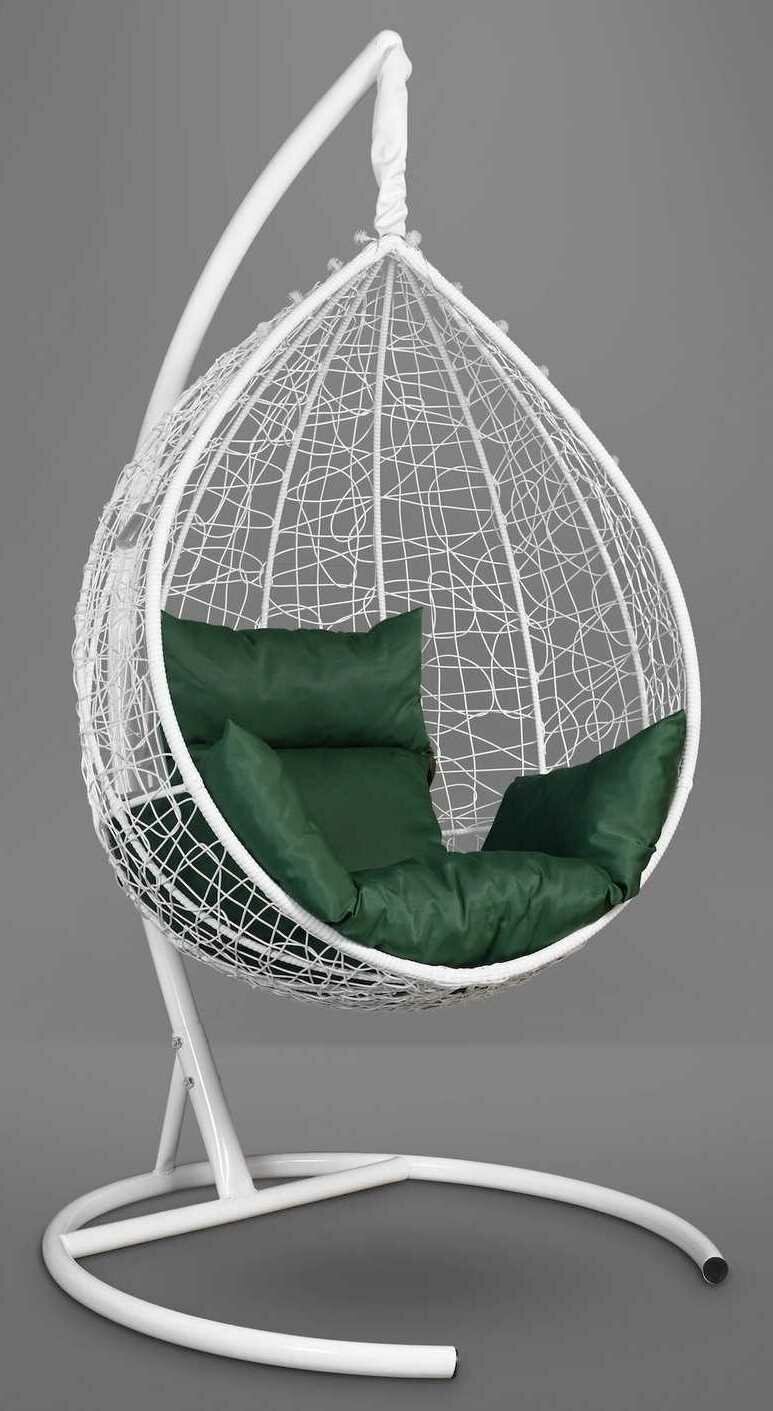Подвесное кресло-кокон SEVILLA белый + каркас (зеленая подушка) - фотография № 2