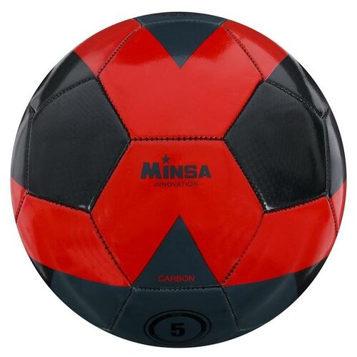 фото Мяч футбольный minsa, размер 5, 32 панели, pu carbon, машинная сшивка, латексная камера, 400 г