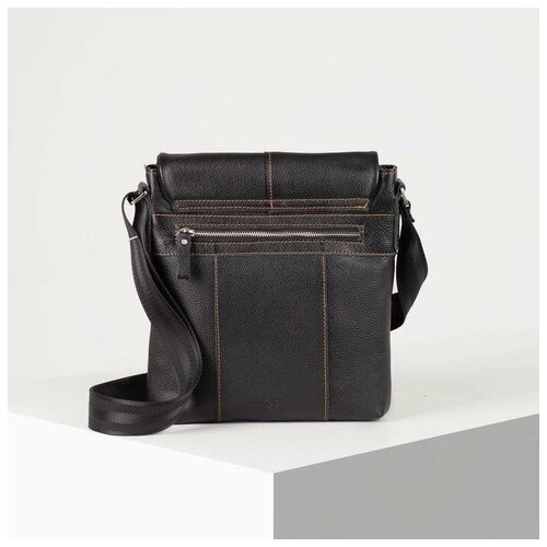 фото Планшет мужской, отдел на молнии, 3 наружных кармана, длинный ремень, цвет чёрный нет бренда