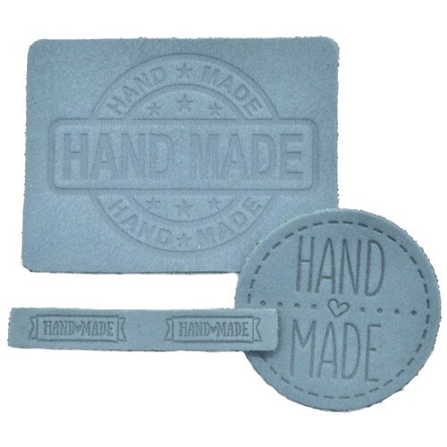 фото 45 набор термоаппликаций hand made из кожи: круг №39 - 1шт. прямоуг. №12 и №38 - по 1шт, 100% кожа (55 светло-серый) галерея