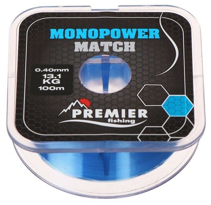 Леска Preмier fishing MONOPOWER мatch диаметр 0.4 мм тест 13.1 кг 100 м голубая