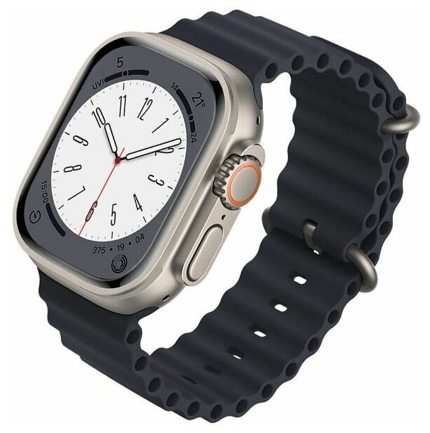 Силиконовый ребристый ремешок "Prime Watchband" для Apple Watch 42/44/45/49 mm S/M, черный