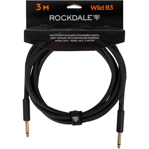 Кабель mono jack - mono jack ROCKDALE Wild B3 (3 м), черный rockdale wild b5 инструментальный гитарный кабель цвет черный металлические разъемы mono jack mono jack 5 метров