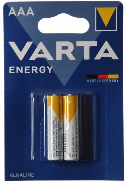 Батарейка алкалиновая Varta Energy, AAA, LR03-2BL, 1.5В, блистер, 2 шт.