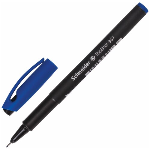 Ручка капиллярная (линер) SCHNEIDER (Германия) «Topliner 967», синяя, черный корпус, линия письма 0,4 мм, 9673