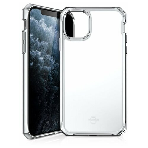 фото Антибакт. чехол-накладка itskins hybrid glass ( iridium ) для apple iphone 11 6,1" серебристый