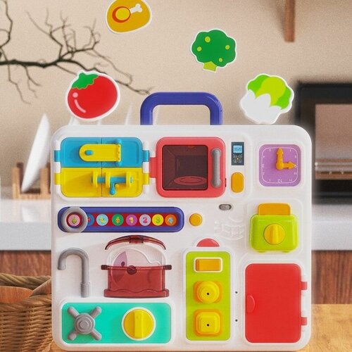 Интерактивная игровая панель, бизиборд для малышей Кухня со светом и звуком