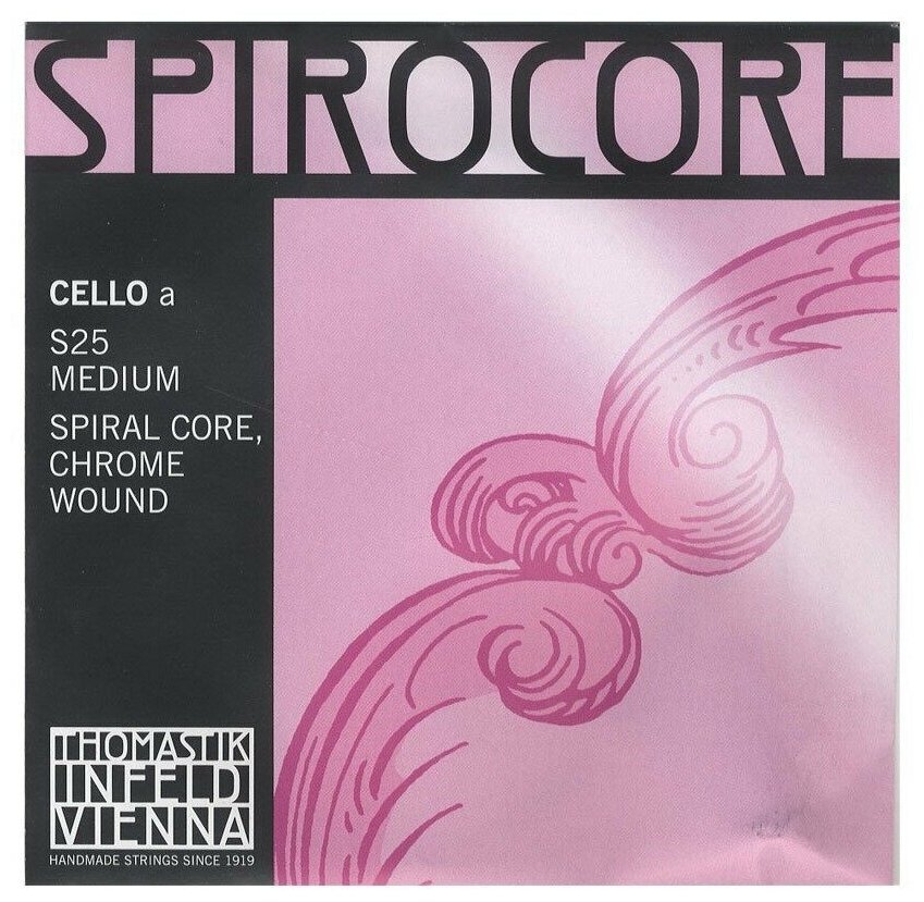 S25 Spirocore Отдельная струна А/Ля для виолончели размером 4/4, среднее натяжение, Thomastik