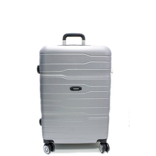 фото Чемодан на 4-х сдвоенных колесах марка fashion цвет серебристый размер m 65х39х24 вес 3 кг кодовый замок, ударопрочный авс пластик