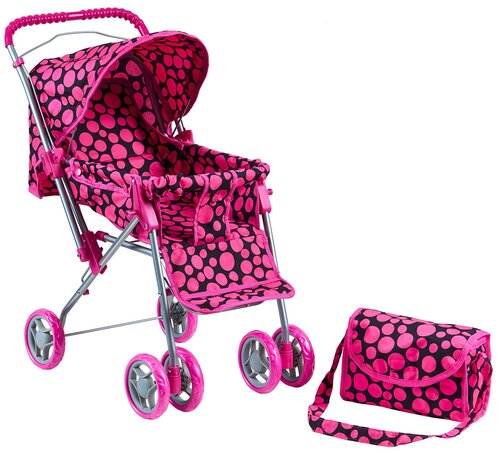 Прогулочная коляска Buggy Boom Mixy (8027) с сумкой черный/розовый горох