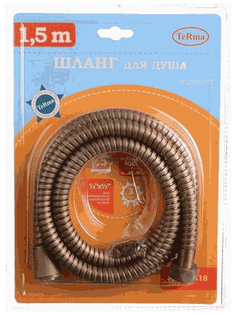 Шланг для душа Melodia della Vita STANDARD BRONZE 1/2*1/2 нержавеющая сталь d14мм, L150см, 2-й зажим MKP20318BL_bz