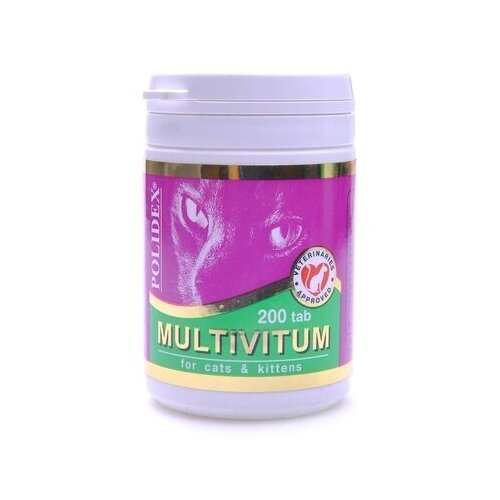 Polidex Поливитаминно-минеральный комплекс для кошек 200таб (Multivitum) 783317532 | Multivitum 0,075 кг 24556 (2 шт) витамины polidex multivitum для кошек 200 таб