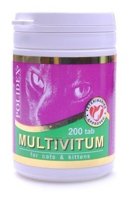 Polidex Поливитаминно-минеральный комплекс для кошек 200таб (Multivitum) 783317532 | Multivitum 0075 кг 24556 (2 шт)