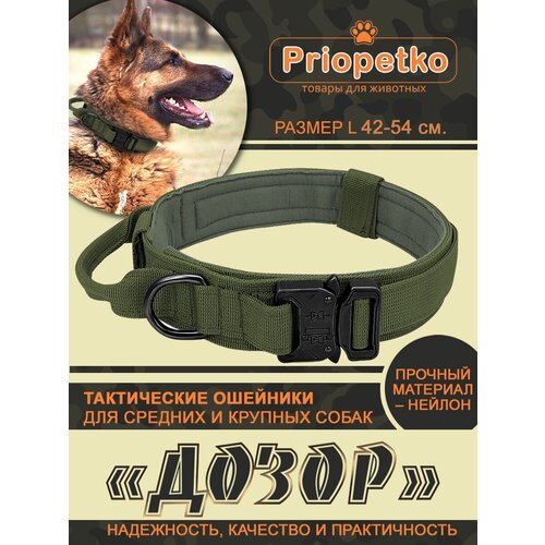 Тактический ошейник (размер L) для собак серии «Дозор» (зеленый), Priopetko