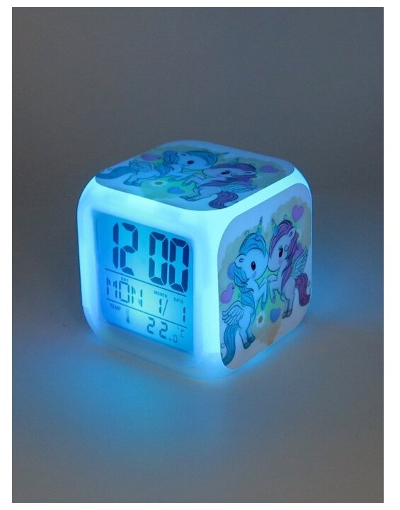 Часы-будильник Единорог с подсветкой №16 - фотография № 3