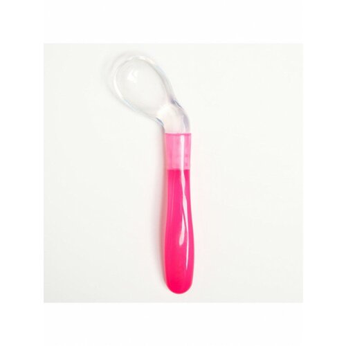 Ложка детская силиконовая Изогнутая для кормления от 5 мес цвет розовый