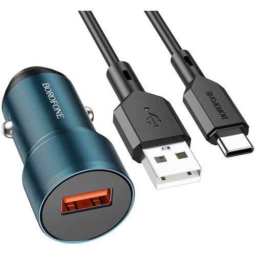 Зарядный комплект Borofone BZ19A Wisdom + кабель USB Type-C, 18 Вт, синий азу akai ch 6d09 usb a type c 3 1a универсальное black