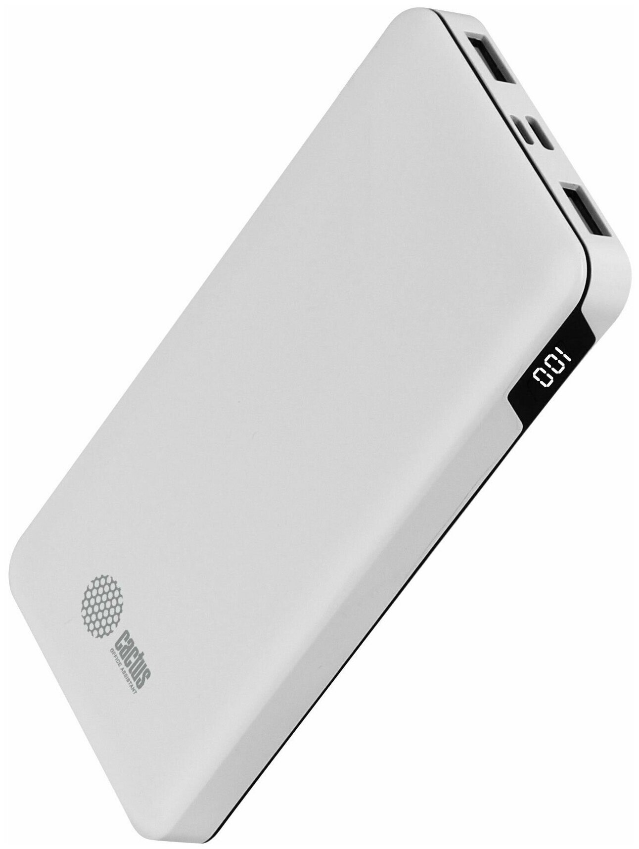 Внешний аккумулятор (Power Bank) Cactus 10000mAh 2.1A 2xUSB белый CS-PBFSKT-10000